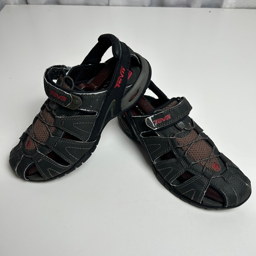 Teva Dozer Mens Hiking Sandals Black Brown Closed Toe Water Shoes 4154 Size 8.5